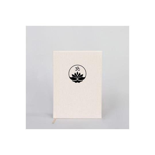 Kanvas Defter Aum Lotus El Boyaması Çizgisiz Bej A5 14x21cm Dftr0010