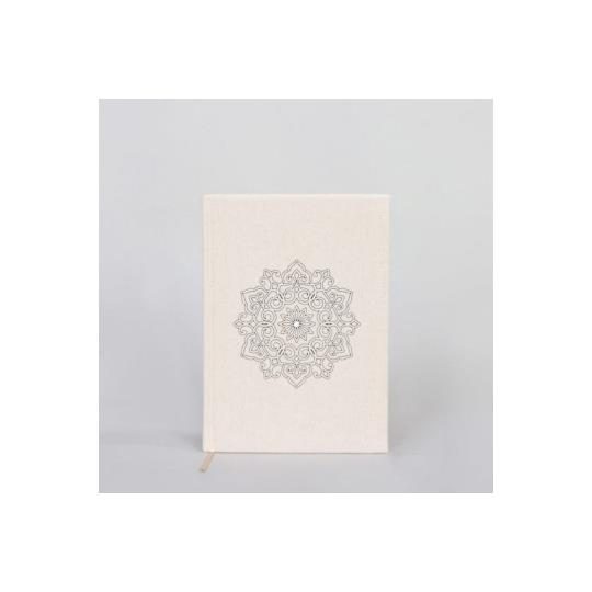 Kanvas Defter Mandala El Boyaması Çizgisiz Bej A5 14x21cm Dftr0038