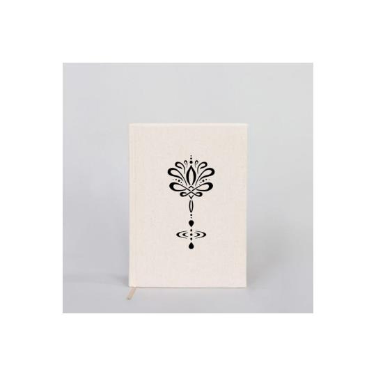 Kanvas Defter Mindfulness Lotus El Boyaması Çizgisiz Bej A5 14x21cm Dftr0009