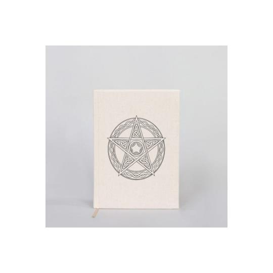 Kanvas Defter Pentagram El Boyaması Çizgisiz Bej A5 14x21cm Dftr0032