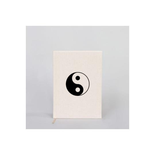 Kanvas Defter Yinyang El Boyaması Çizgisiz Bej A5 14x21cm Dftr0002